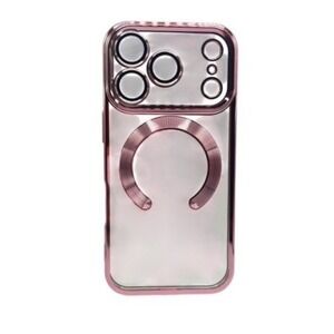 iPhone 17‎ Pro Max Clear Protective Case Pink Metallic Trim NEW